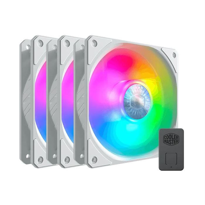 cooler master sickleflow 120 argb 3 in 1 white edition case fan