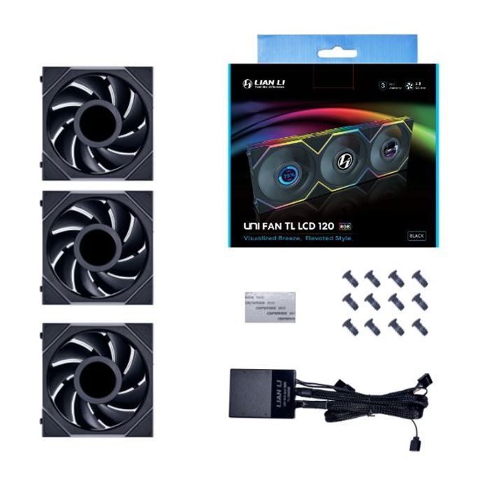 فن کیس لیان لی مشکی مدل Uni Fan TL LCD 120 RGB (3 عددی) -gallery-3 - https://www.dostell.com/