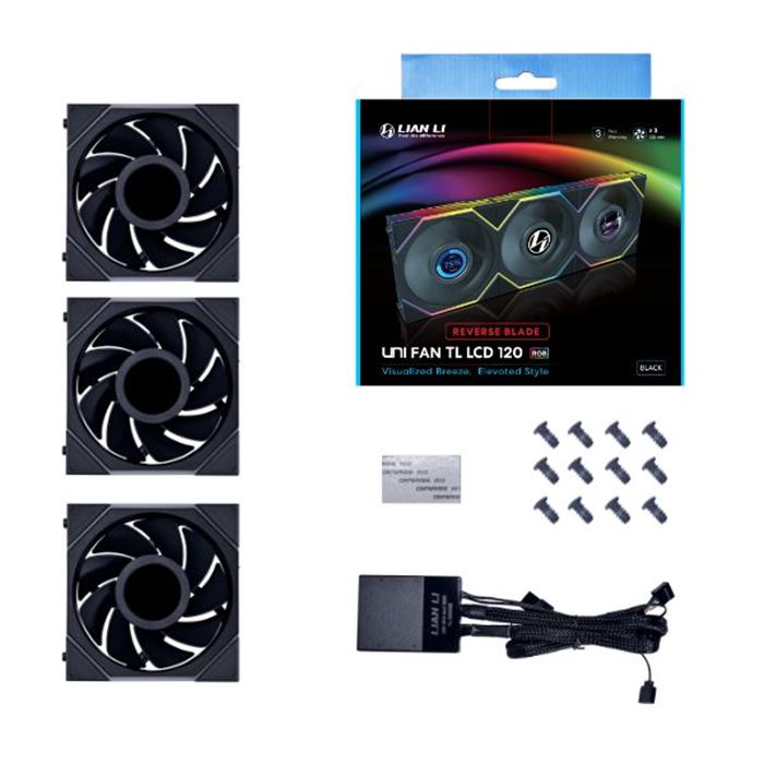 فن کیس لیان لی مشکی مدل Uni Fan TL LCD Reverse Blade 120 RGB (3 عددی) -gallery-3 - https://www.dostell.com/