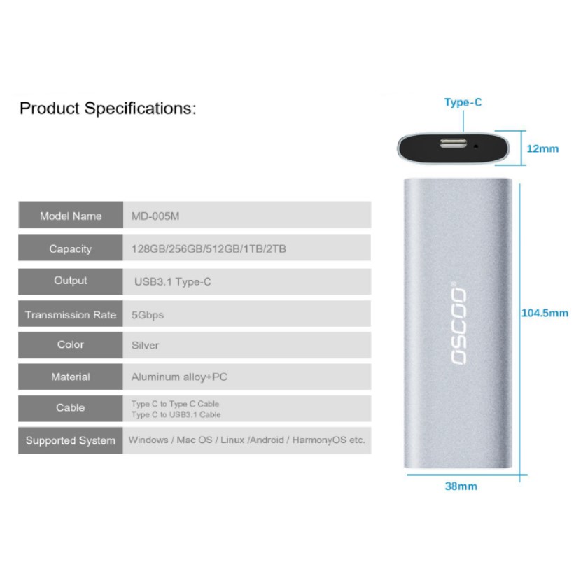 اس اس دی اکسترنال اوسکو مدل MD-005M ظرفیت یک ترابایت -gallery-2 - https://www.dostell.com/