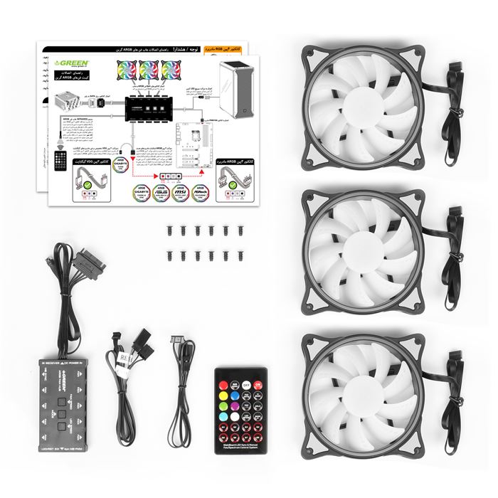 کیت 3 عددی فن گرین مدل HURACAN FAN GFK120M-ARGB -gallery-2 - https://www.dostell.com/