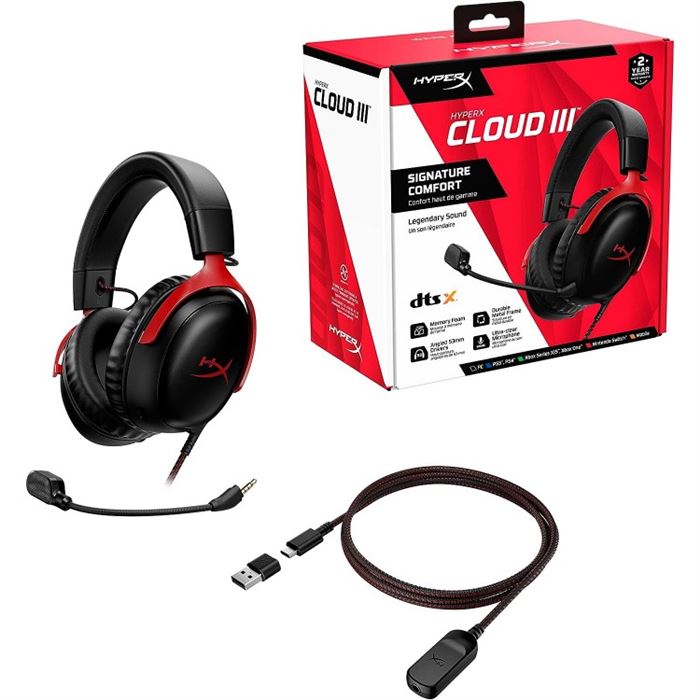 هدست گیمینگ با سیم هایپرایکس HyperX Cloud III Black/Red -gallery-5 - https://www.dostell.com/