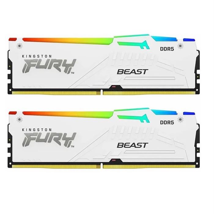 kingston fury beast rgb white 64gb 2x32 5200mhz dual channel ddr5 cl36 desktop ram