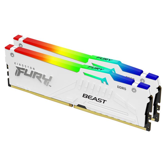 رم کامپیوتر کینگستون سفید مدل DDR5 Fury Beast دو کاناله 5200 مگاهرتز CL36 ظرفیت 64 گیگابایت -gallery-1 - https://www.dostell.com/