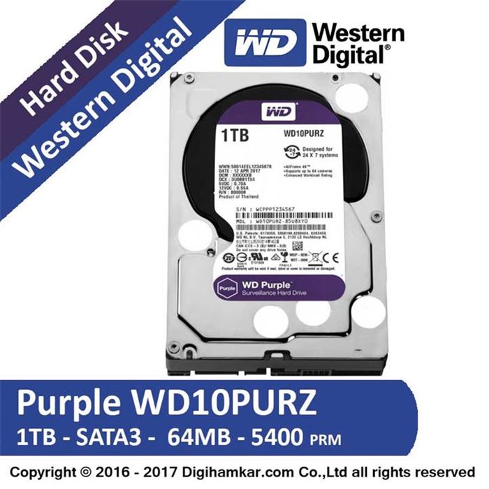 هارددیسک اینترنال وسترن دیجیتال سری Purple مدل WD10PURZ ظرفیت 1 ترابایت -gallery-7 - https://www.dostell.com/